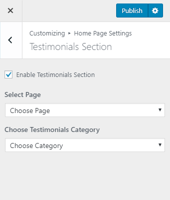 Configure testimonial Section University Zone