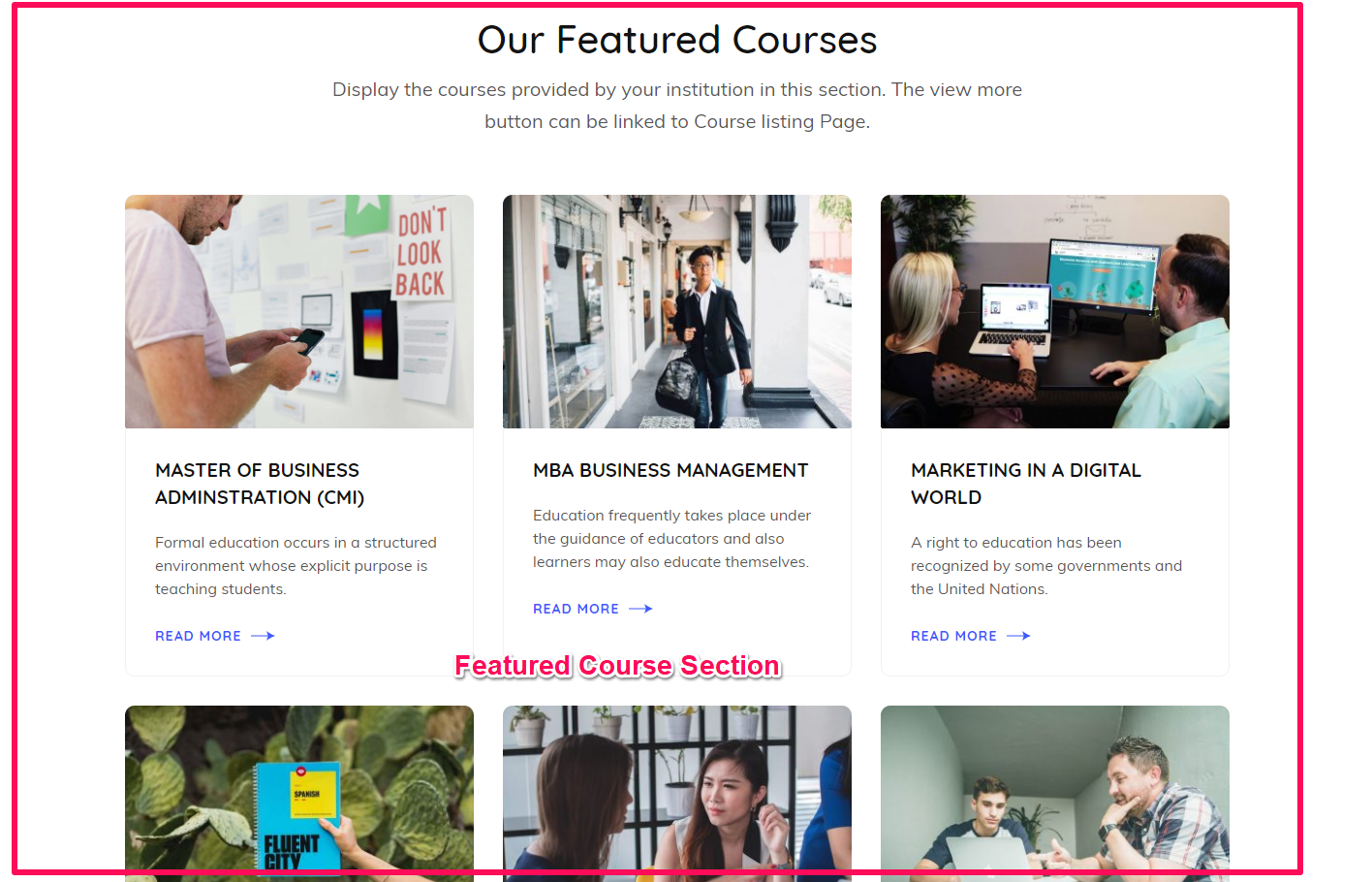 Featured Course Section Demo