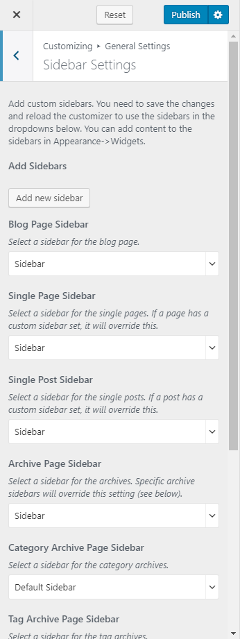 Configure sidebar the conference pro