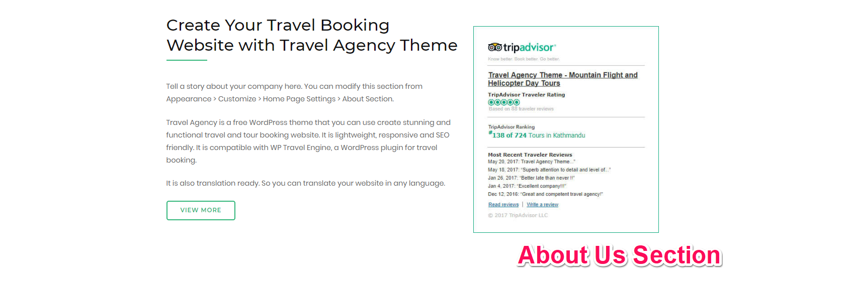 About Us Section travel agency
