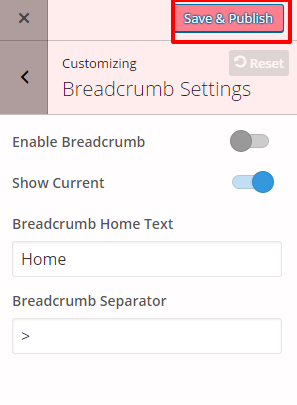 breadcrumb settings for kalon pro