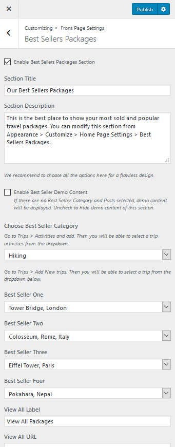 best sellers package for tour package