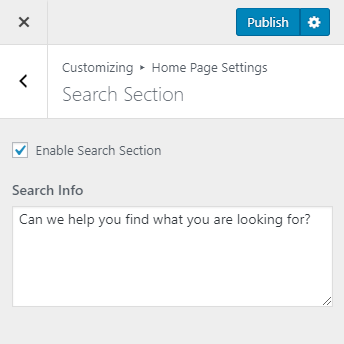 Search Section settings