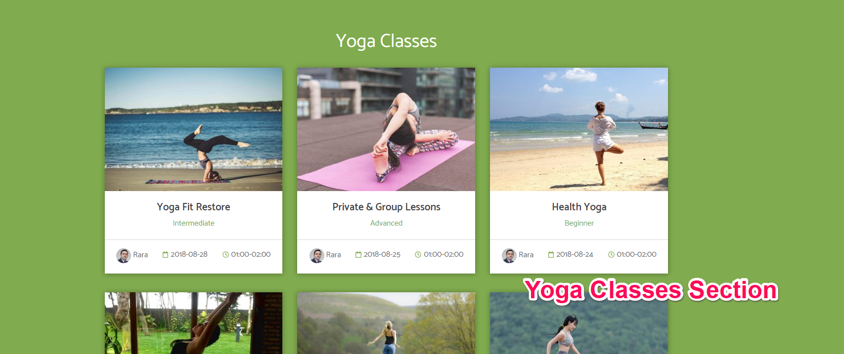 Yoga Classes Section