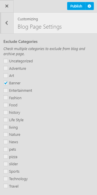 blog page settings numinous pro