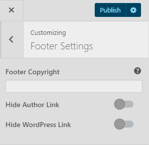 footer copyright setting for travel dairies pro