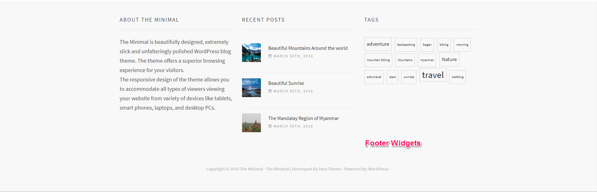 footer widgets for the minimal