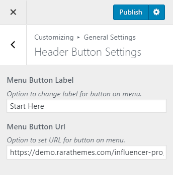 header button settings