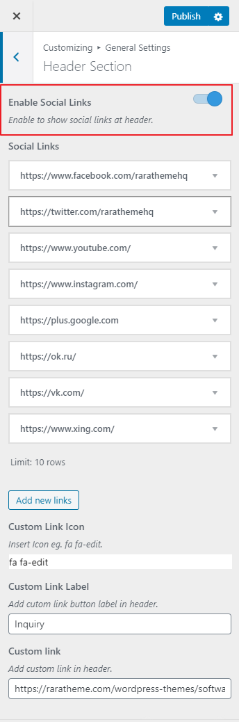 header section