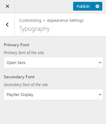 typography settings for elegant portfolio