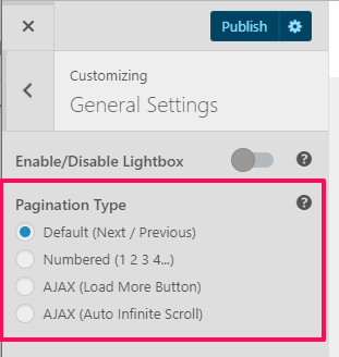 pagination settings