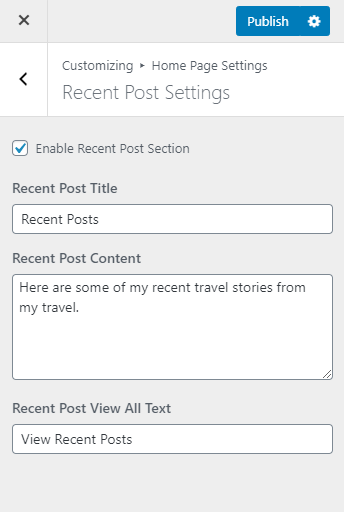 recent post settings