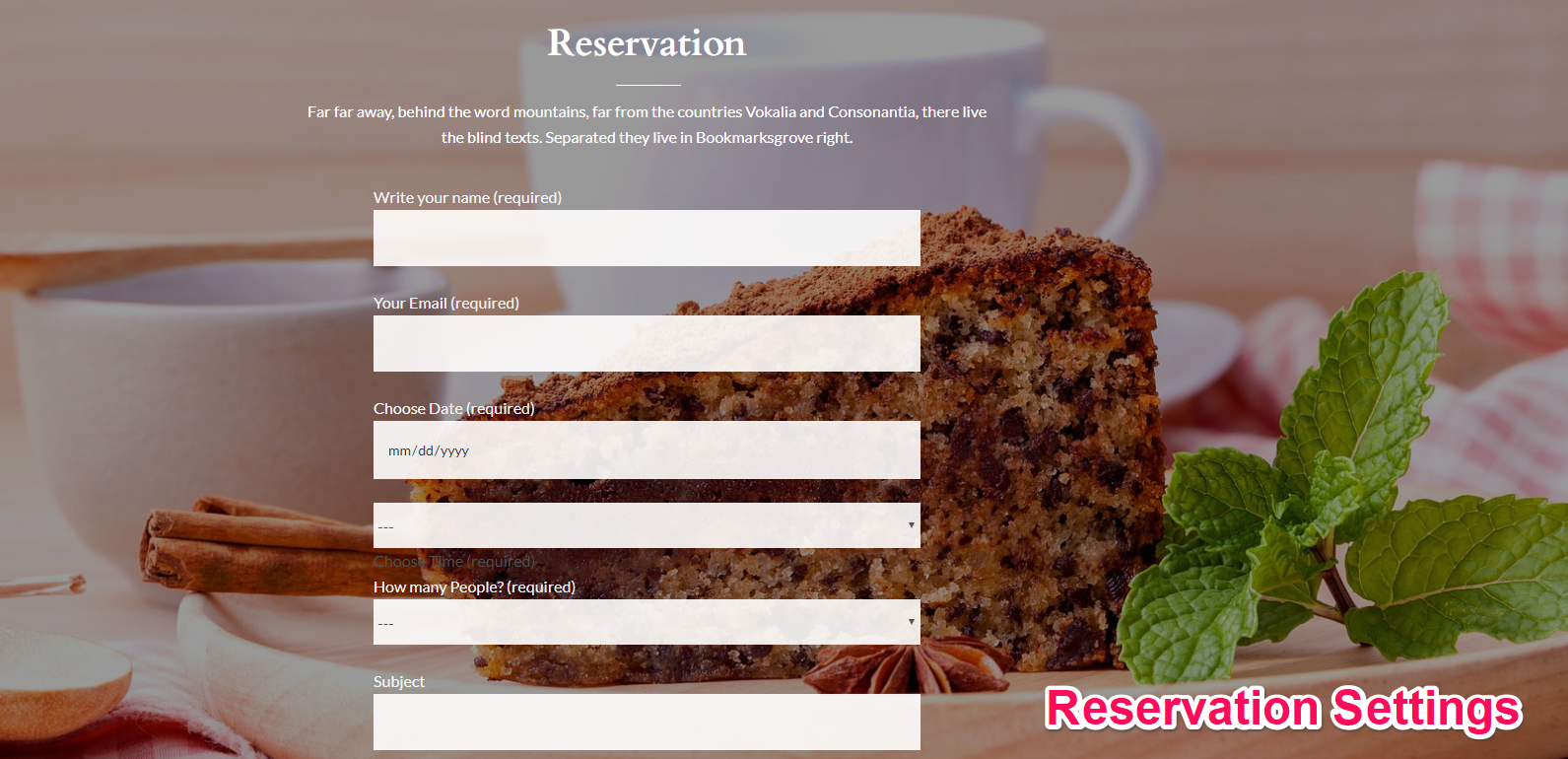 reservation settings