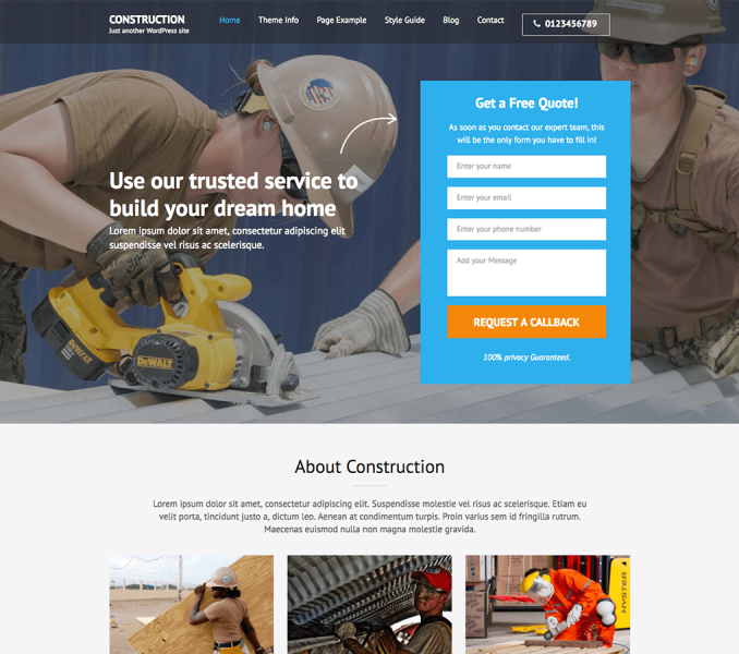 construction landing page pro