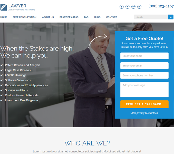 lawyer landing page