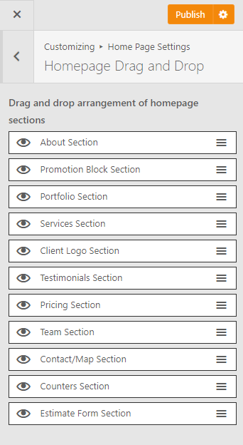 sort homepage section