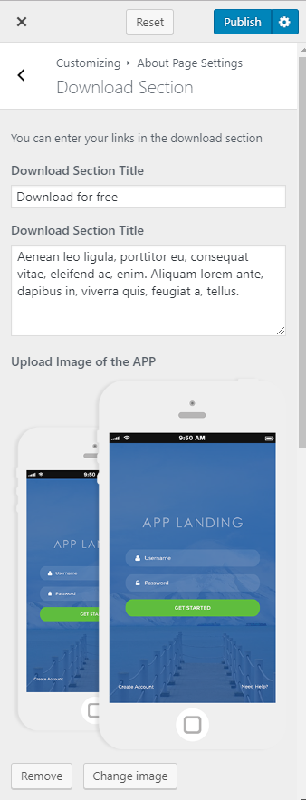 download section for app landing page pro