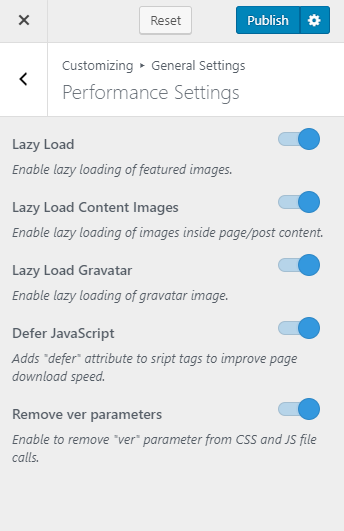 performance settings for app landing page pro