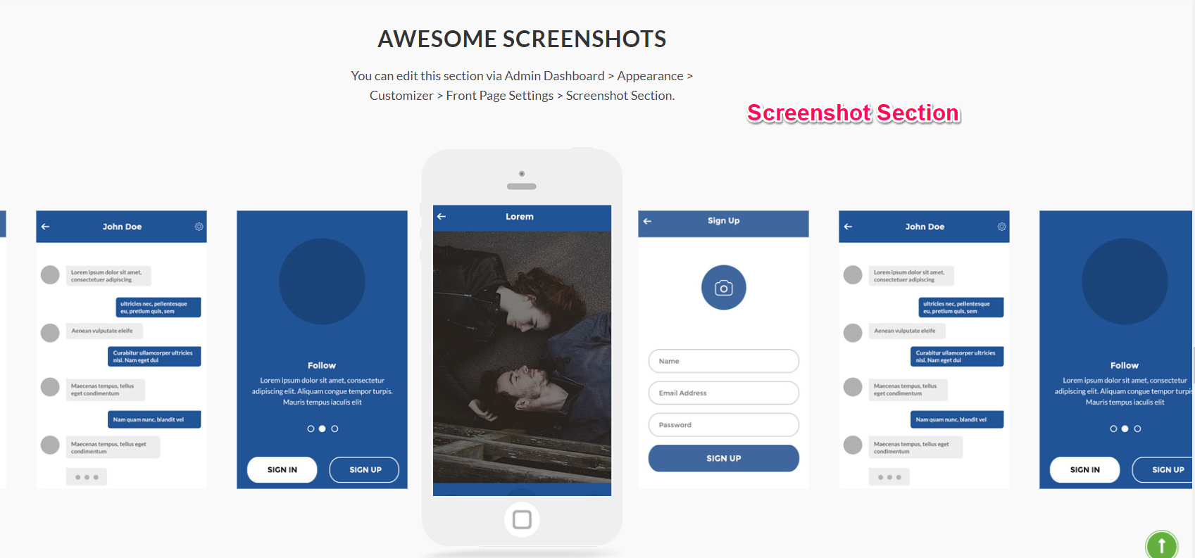 screenshot section for app landing page pro