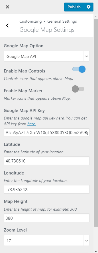 google map settings lawyer landing page pro