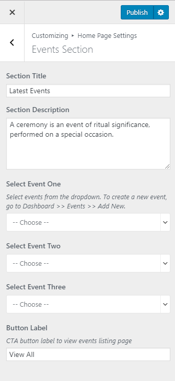events section