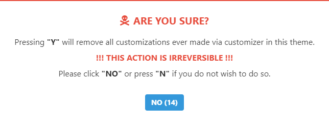 reset customizer influencer pro