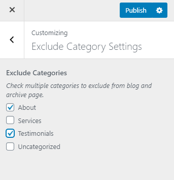 exclude category settings